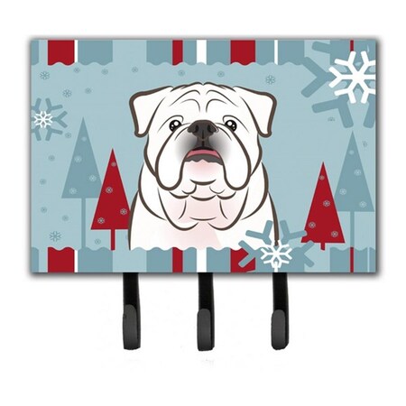 Jensendistributionservices Winter Holiday White English Bulldog Leash & Key Holder MI1719834